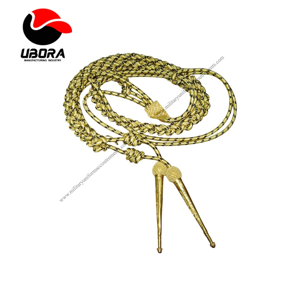 GOLD AND BLACK COLOR GOOD QUALITY AIGUILETTES MANUFACTURERS IN SIALKOT PAKISTAN military aiguillette